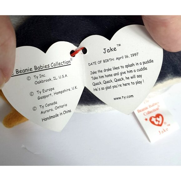 VTG Ty Beanie Babies Jake The Mallard Duck 8" Plush Toy 1997 - Picture 6 of 7